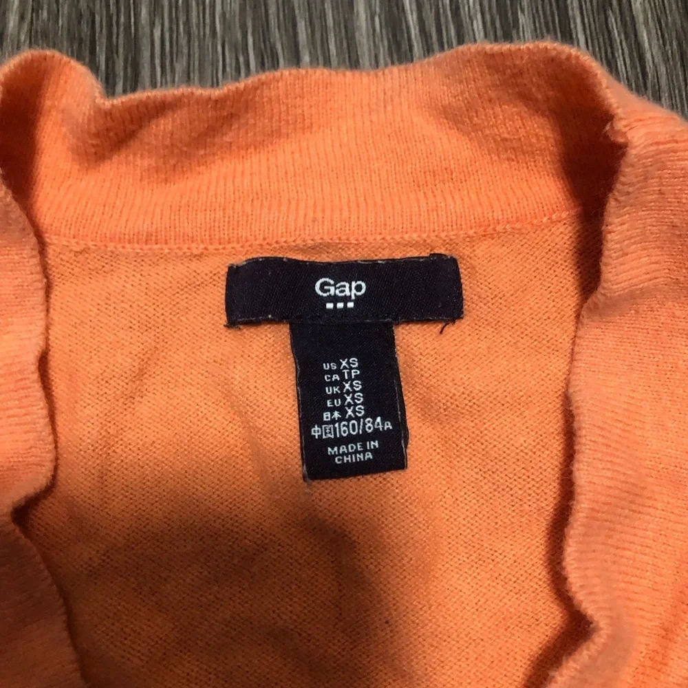Gap Neon Orange Open Front Cotton Cardigan Sweater XS